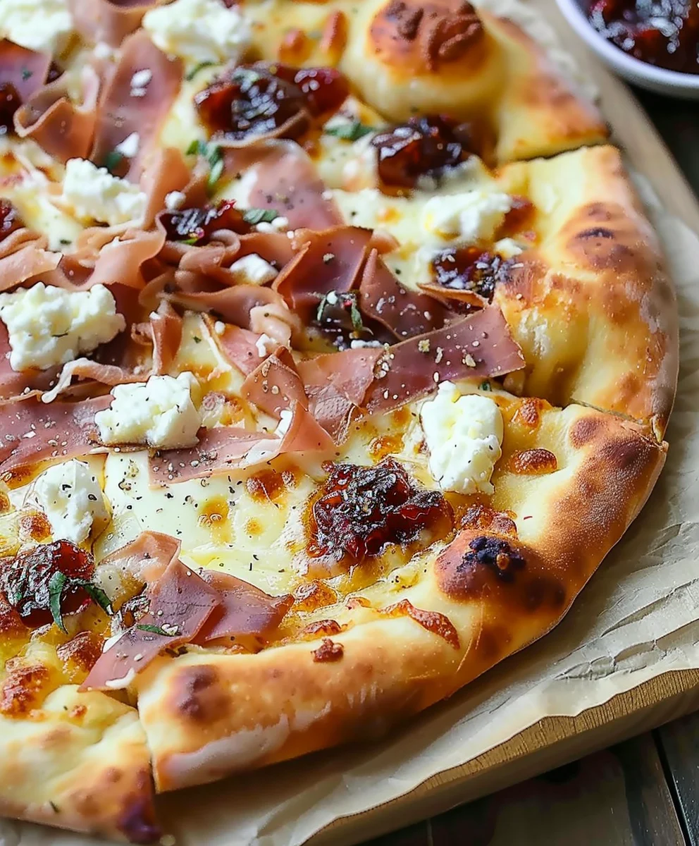 Easy Fig Jam Pizza with Goat Cheese & Beef Prosciutto