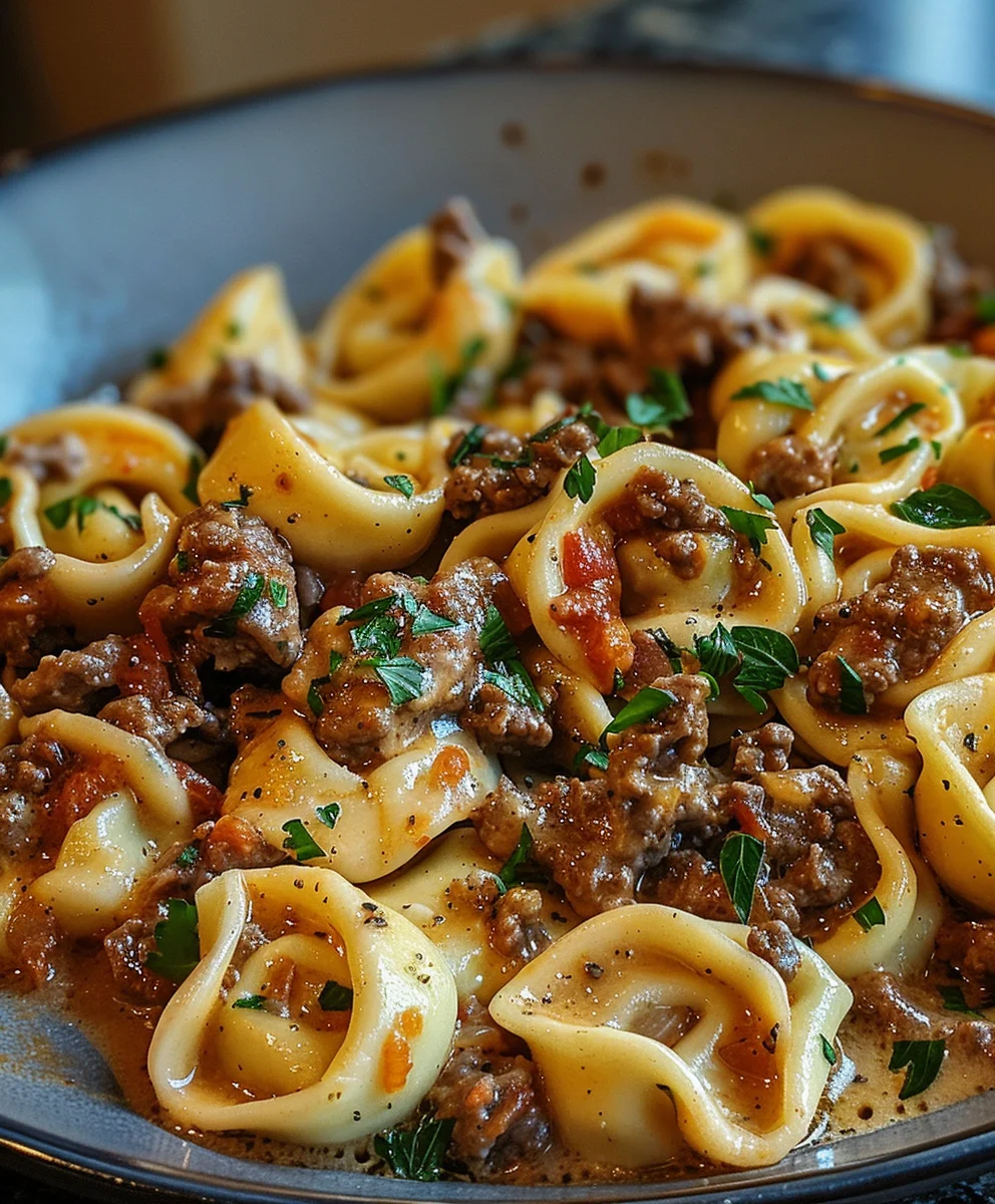 Rich Cheesesteak Tortellini in Creamy Provolone Sauce