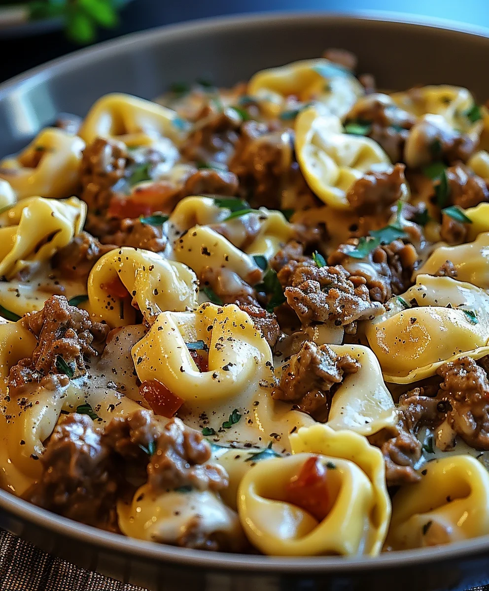 Cheesesteak Tortellini in Rich Provolone Sauce