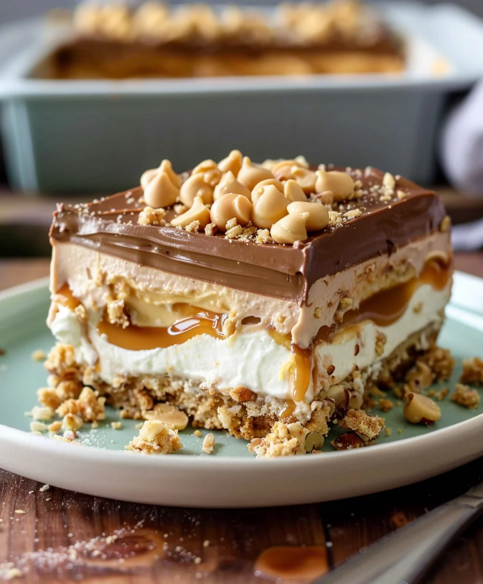 No Bake Peanut Butter Lasagna: Easy, Decadent Dessert!