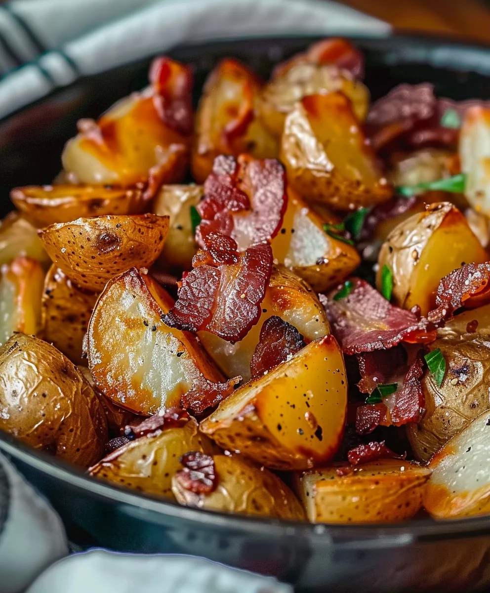 Delicious Crispy Beef Bacon Honey Roasted Potatoes Recipe