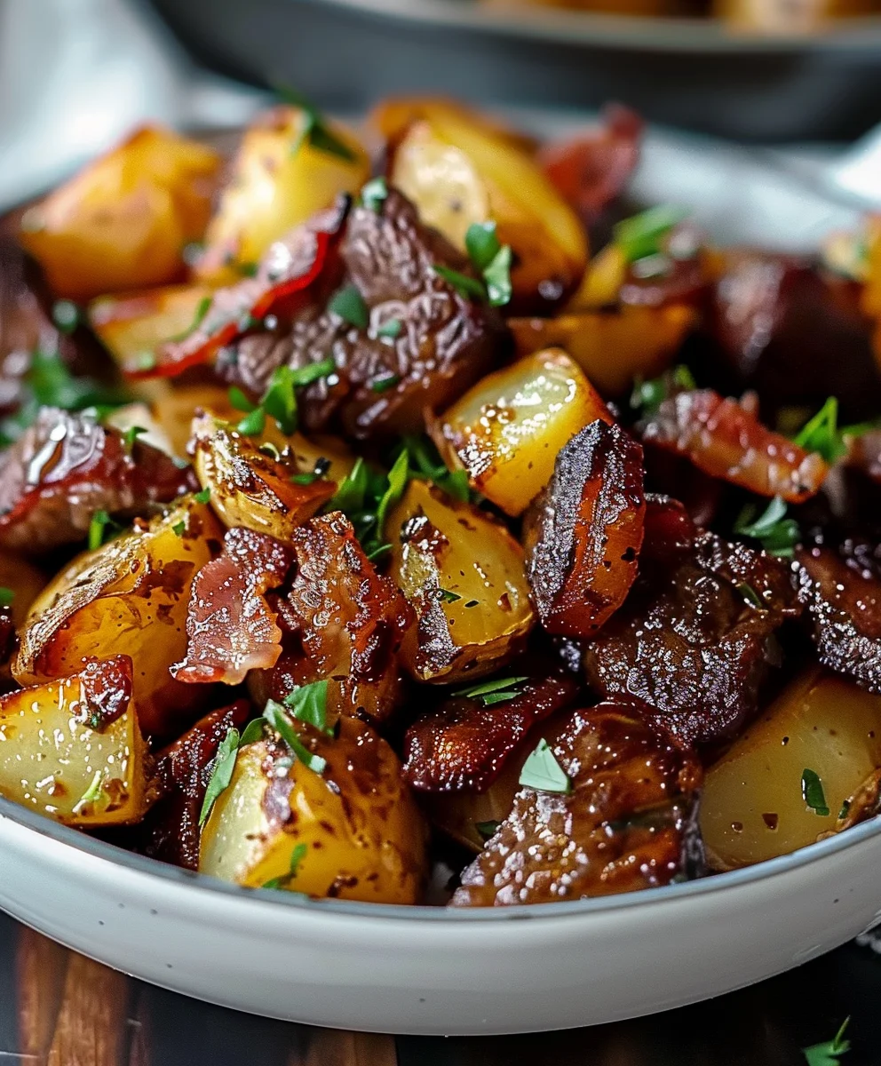 Delicious Crispy Beef Bacon Honey Roasted Potatoes Recipe