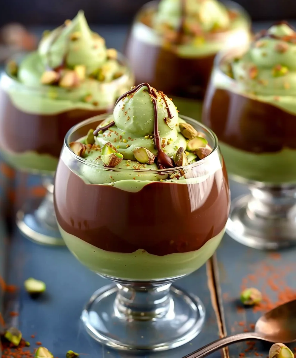 Decadent Pistachio Mousse with Rich Chocolate Ganache