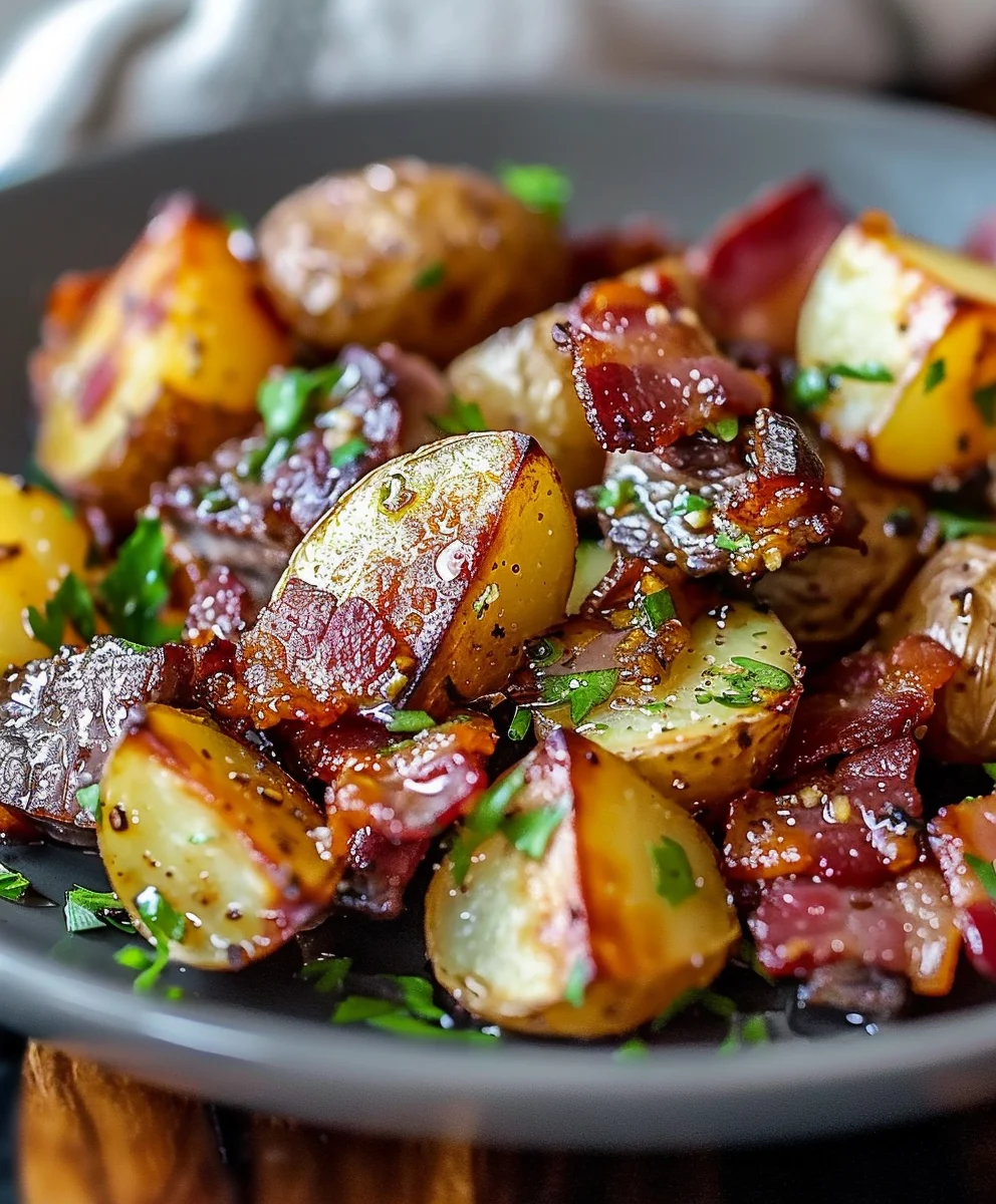 Delicious Crispy Beef Bacon Honey Roasted Potatoes Recipe