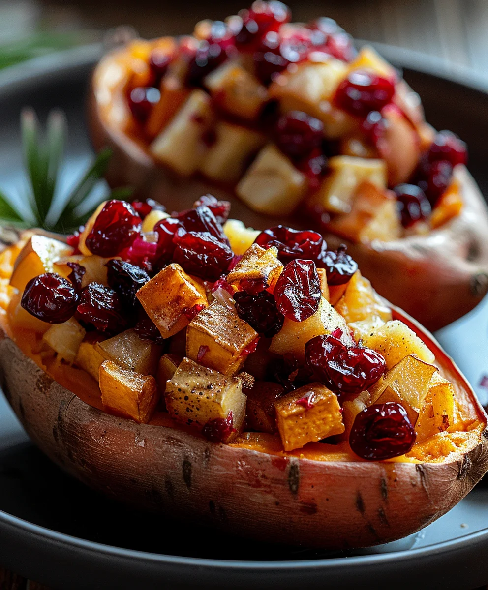 Cranberry Apple Twice Baked Sweet Potatoes