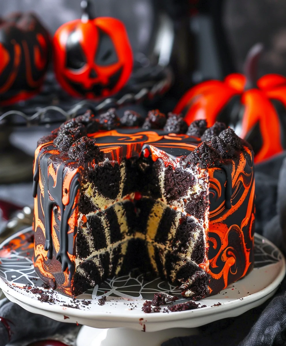 Spooky Halloween Marble Cake – Easy Recipe for a Fun Party