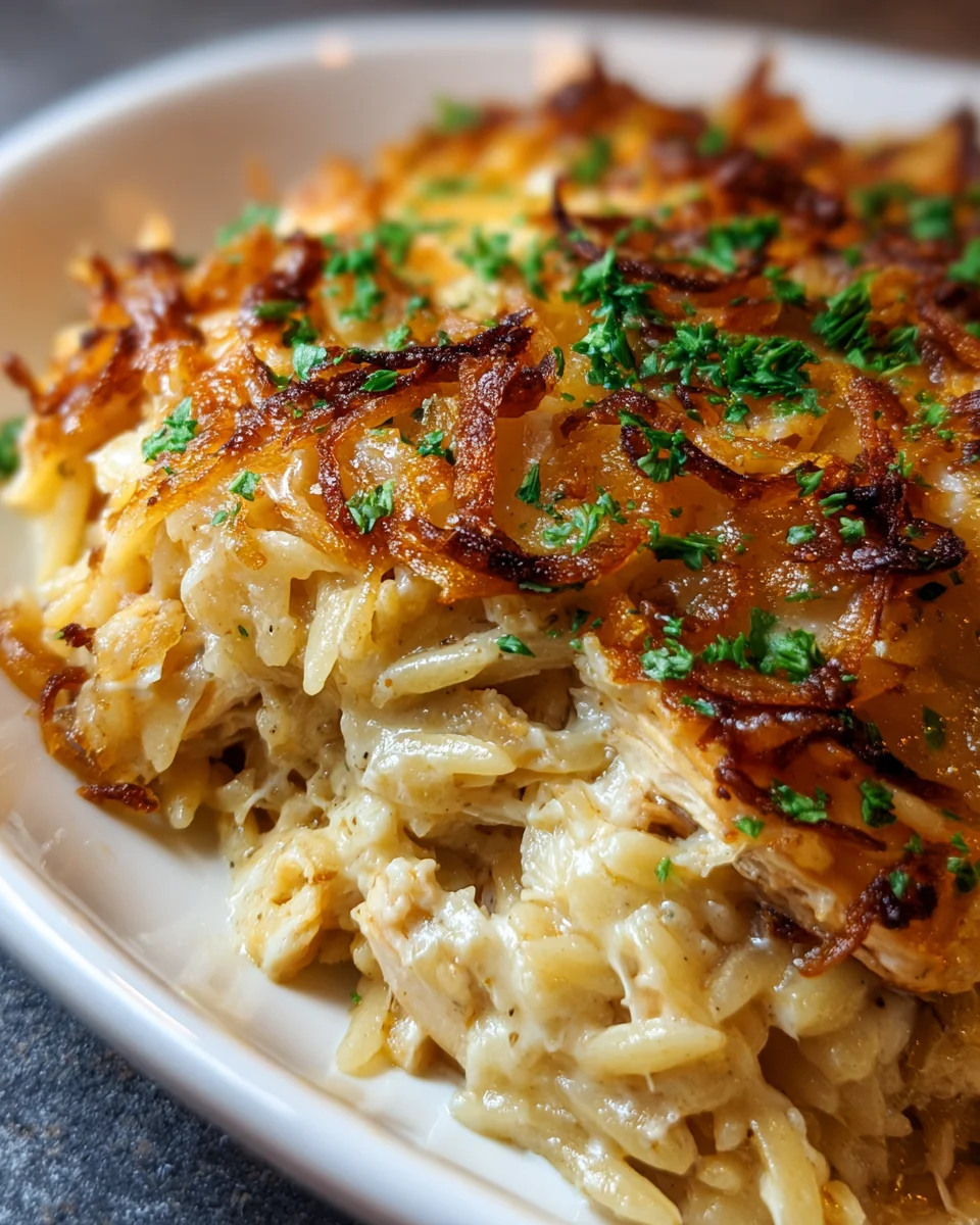 French Onion Chicken Orzo Casserole: Delicious & Easy!