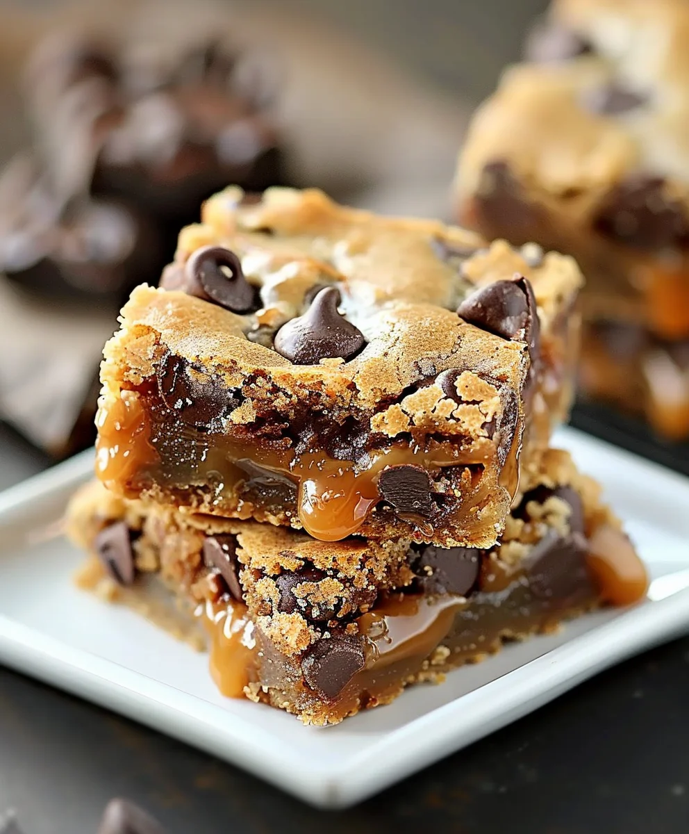 Ultimate Gooey Salted Caramel Chocolate Chip Cookie Bars