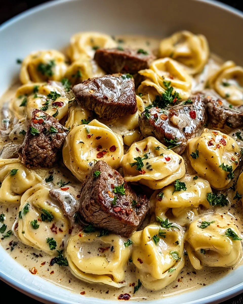 Cracked Garlic Steak Tortellini in Rich Creamhouse Sauce