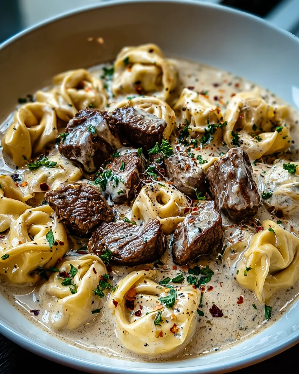 Cracked Garlic Steak Tortellini in Rich Creamhouse Sauce