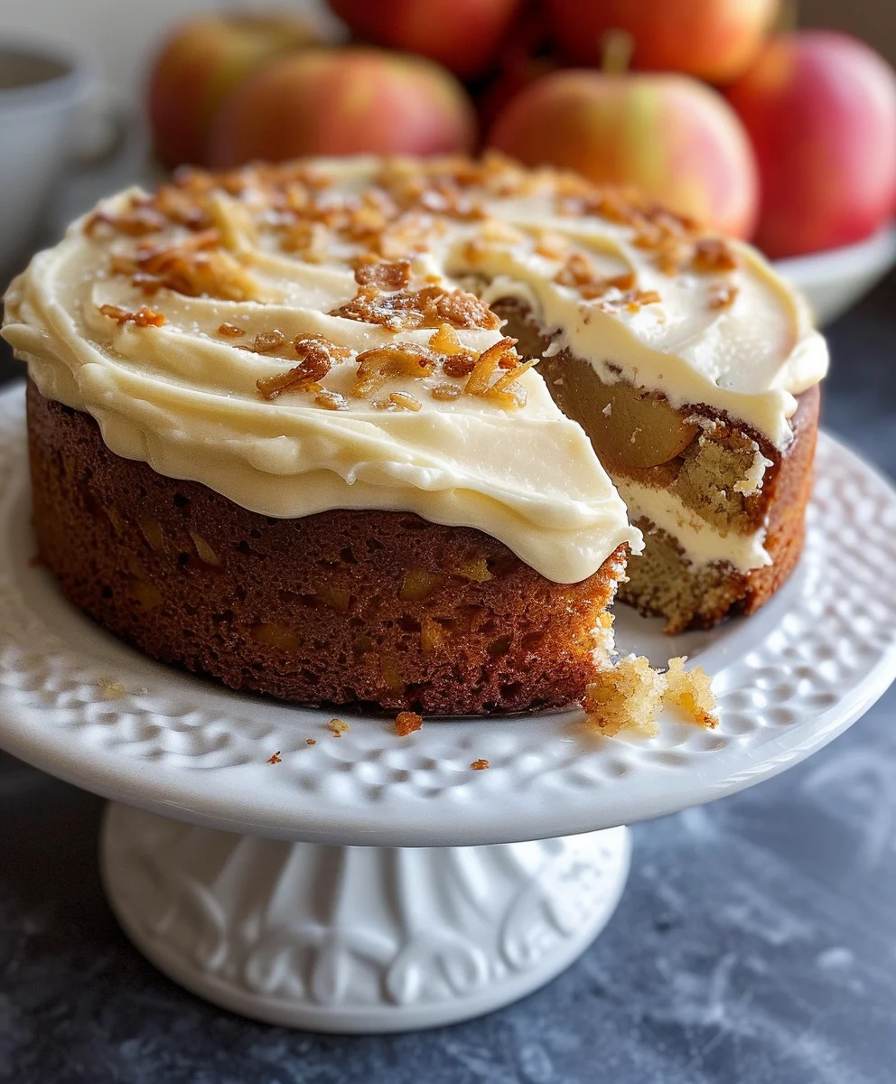 Moist Fresh Apple Cake with Tangy Cream Cheese Frosting