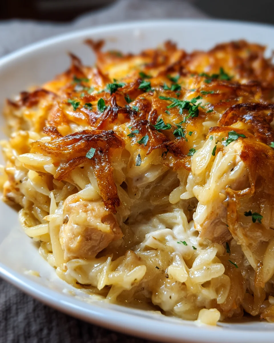 French Onion Chicken Orzo Casserole: Delicious & Easy!