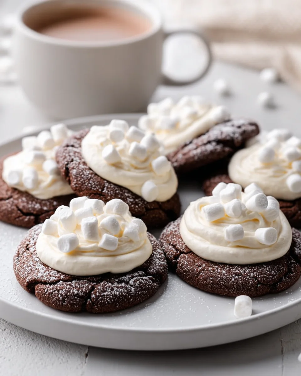 Hot Cocoa Cookies with Fluffy Marshmallow Buttercream