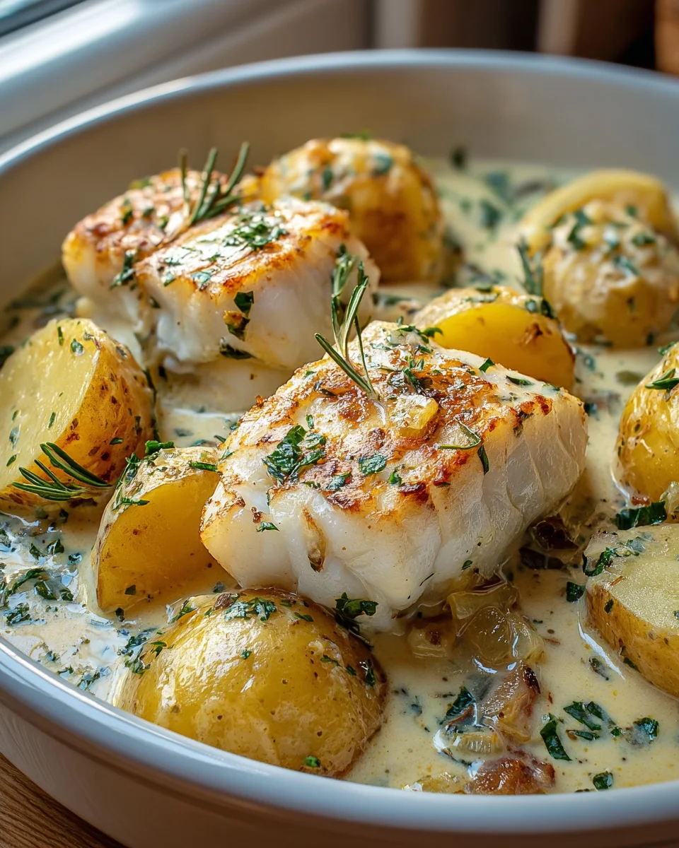 Cod & Potatoes in Rosemary Cream Sauce: Dinner Delight!
