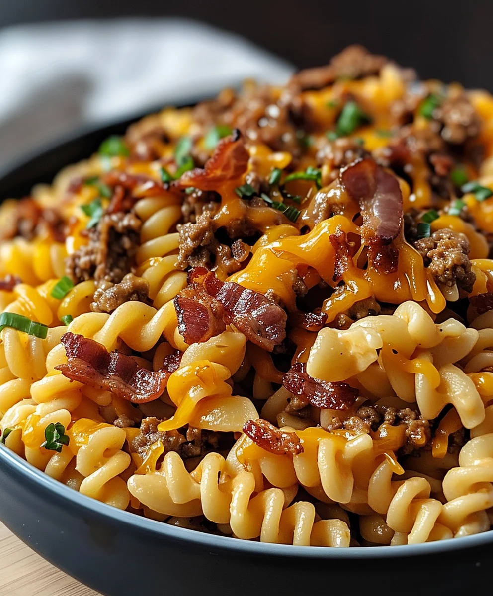 Craveable Loaded Beef Bacon Cheeseburger Pasta Dinner