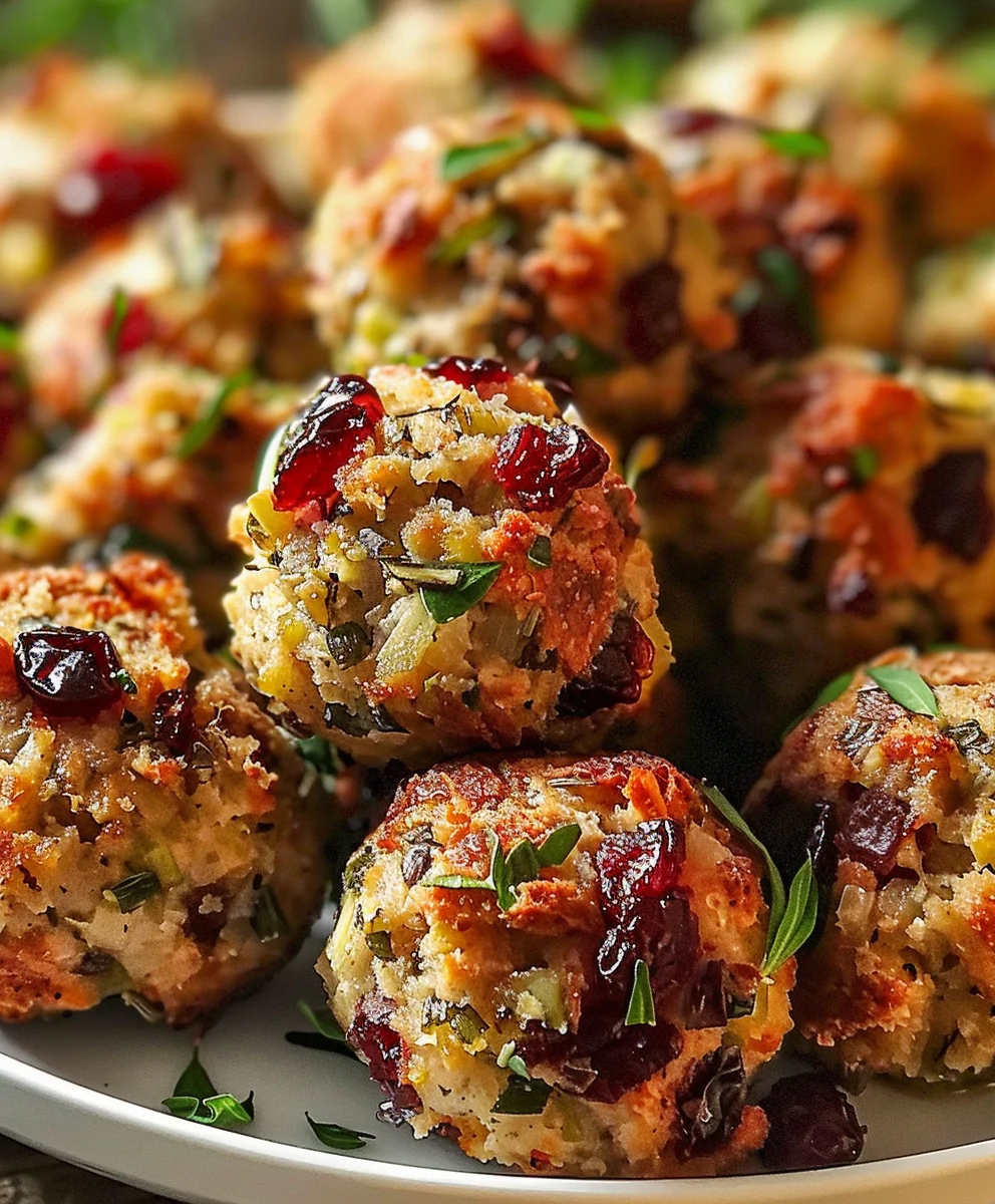 Easy Festive Cranberry Turkey Stuffing Balls Recipe