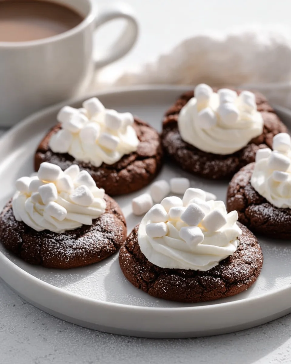 Hot Cocoa Cookies with Fluffy Marshmallow Buttercream