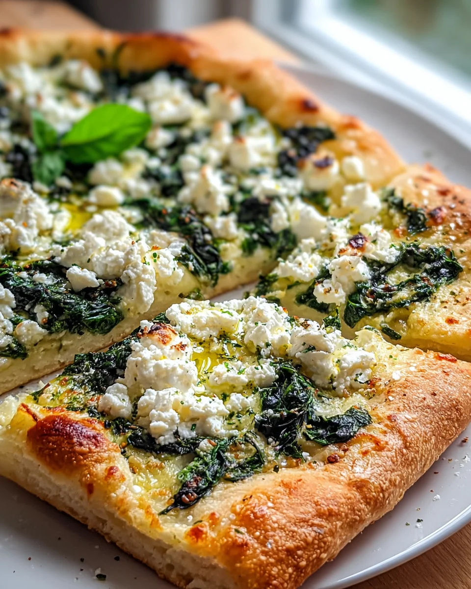 Amazing Greek Roasted Garlic Spinach White Pizza