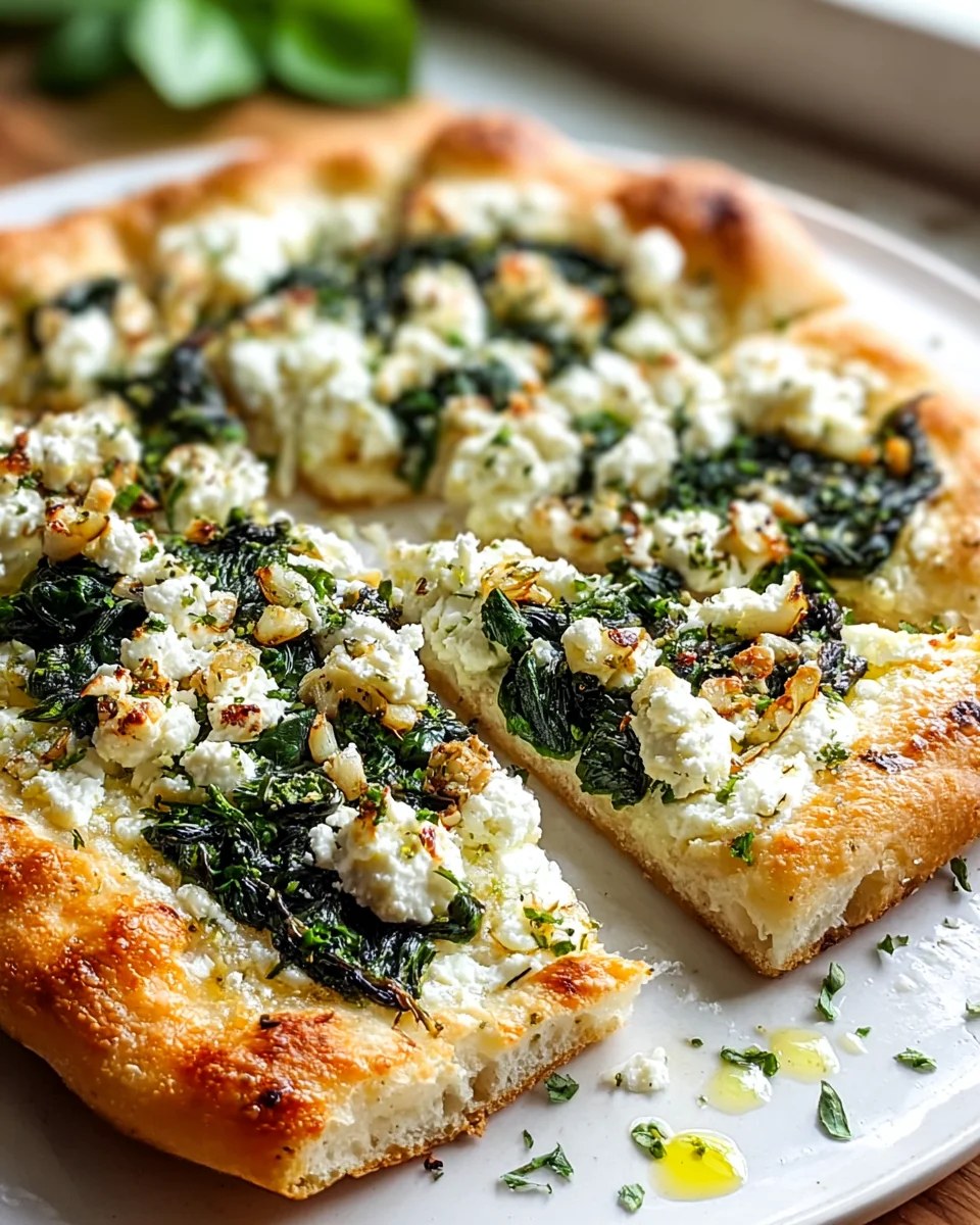 Amazing Greek Roasted Garlic Spinach White Pizza