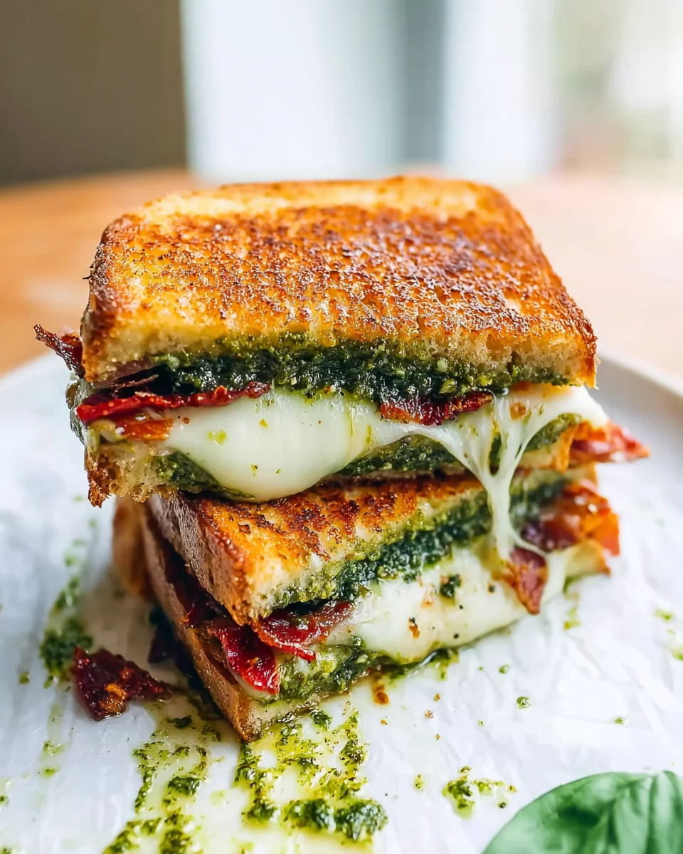 Ultimate Sourdough Pesto Grilled Cheese - Easy Recipe