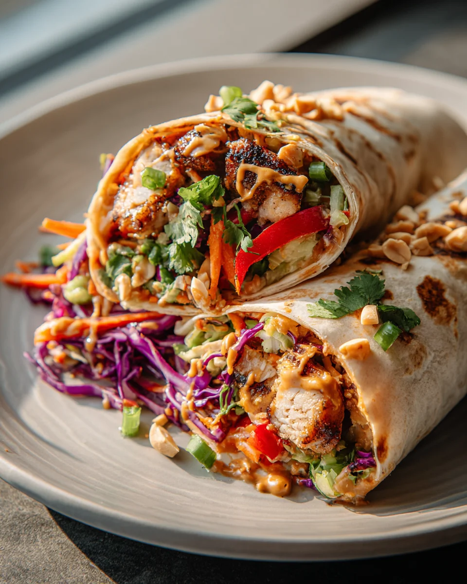Easy Thai Chicken Wraps & Crunchy Asian Slaw