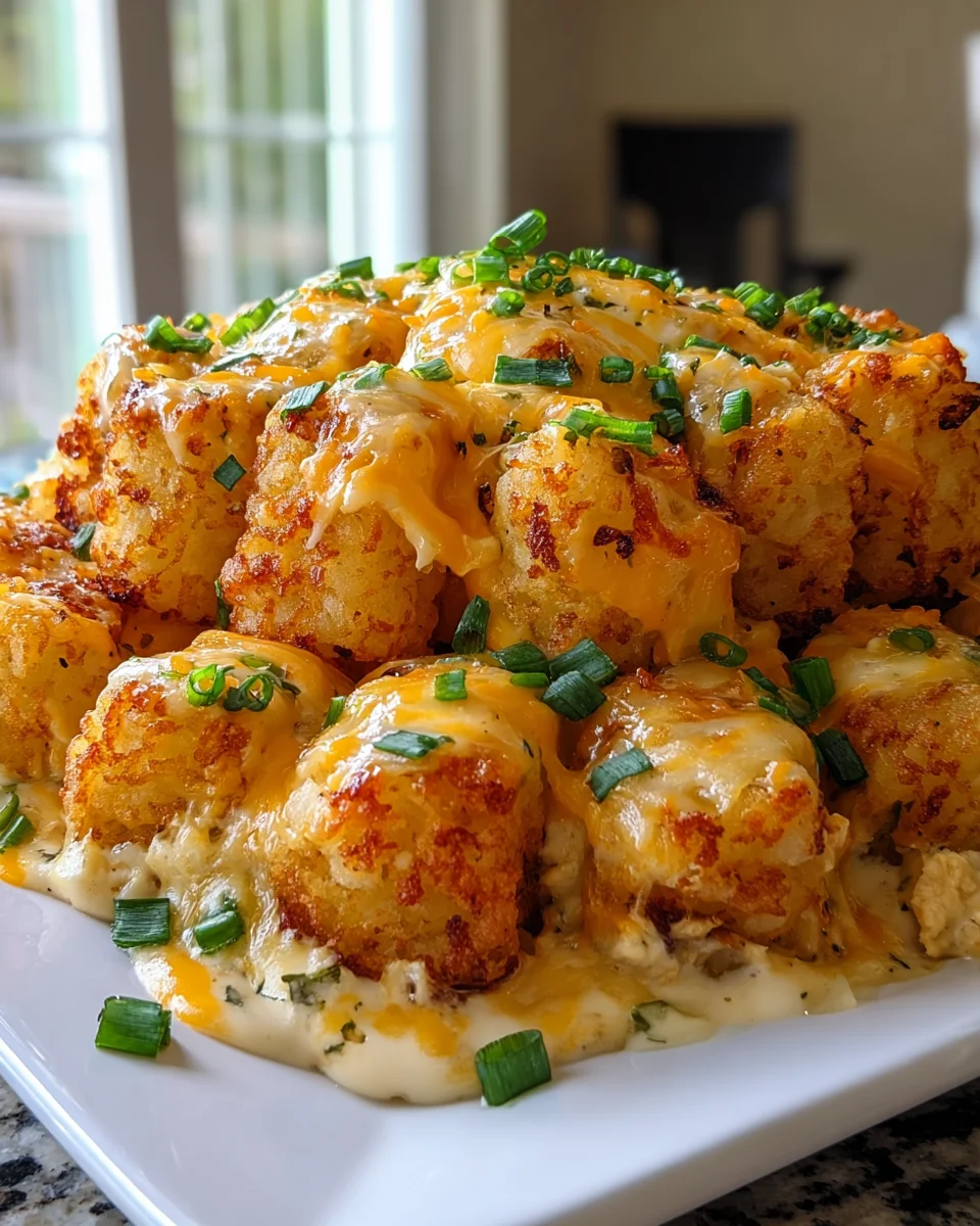 Easy Cheddar Ranch Chicken Tater Tot Bake - Dinner Delight!