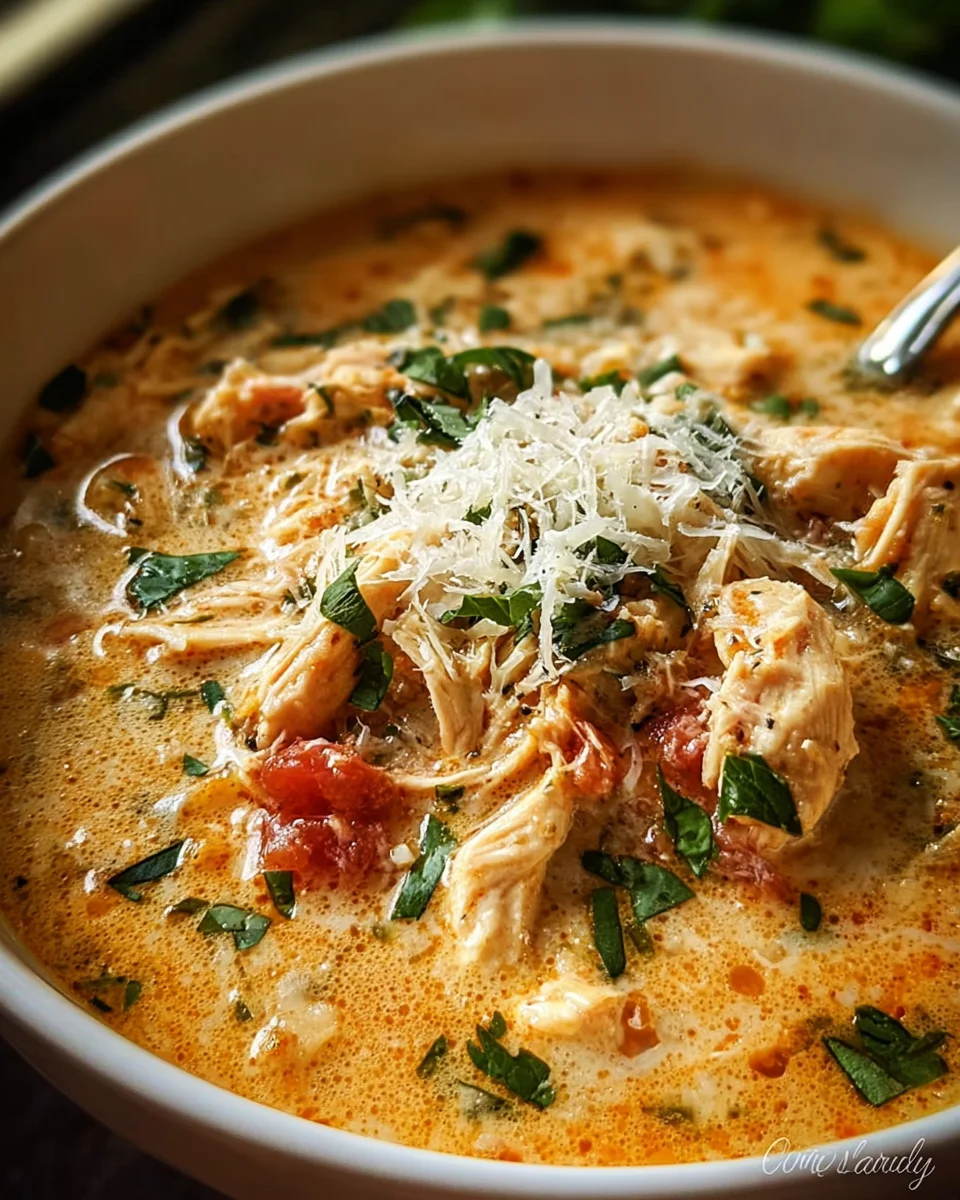 Easy Crock Pot Creamy Chicken Parmesan Soup Recipe