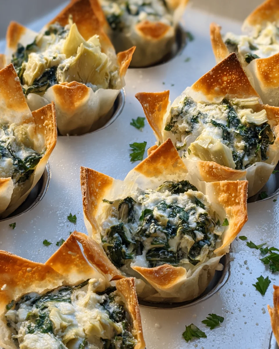 Spinach & Artichoke Wonton Cups: Easy Appetizer Recipe