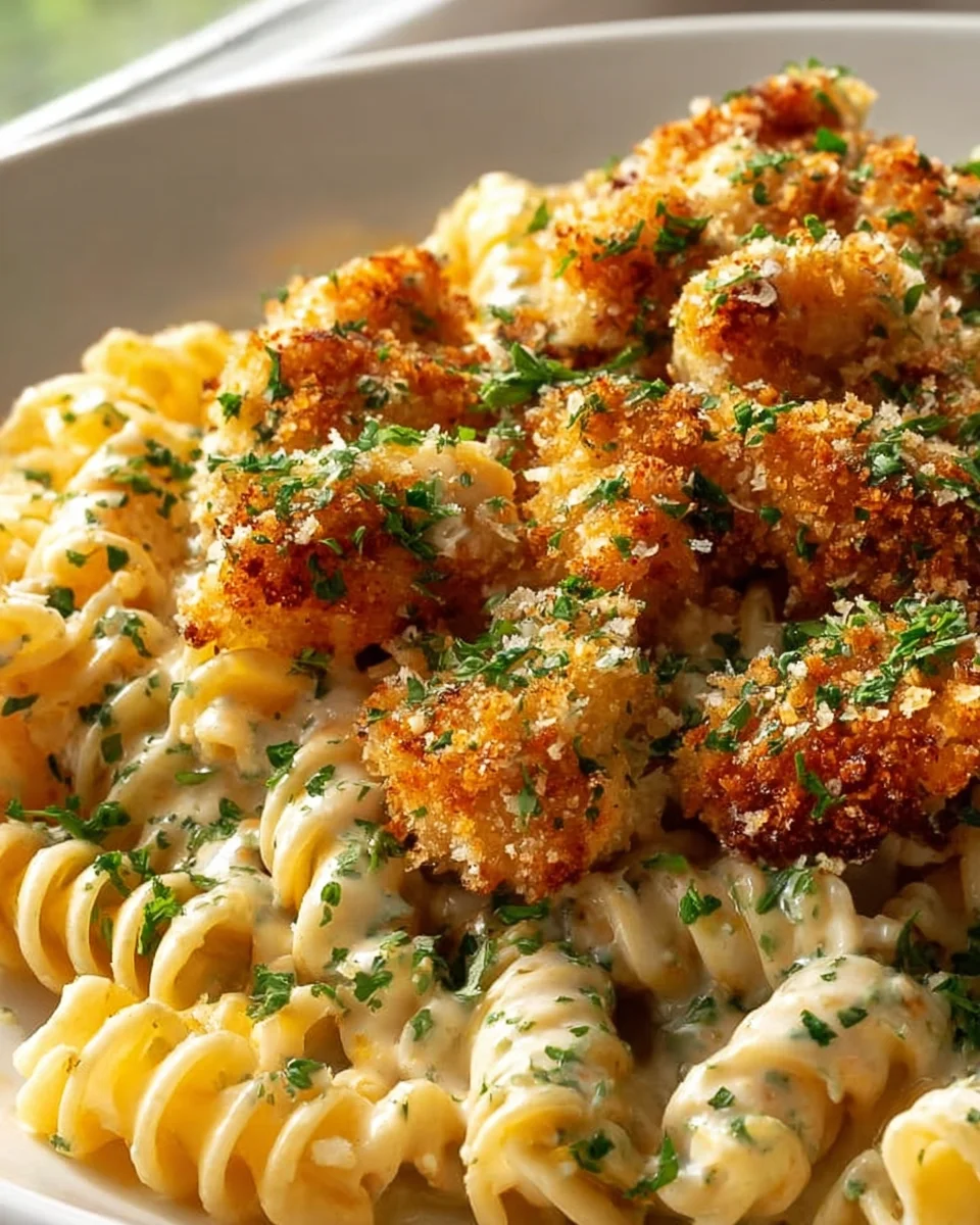 Garlic Parmesan Chicken Bites with Creamy Rotini Recipe