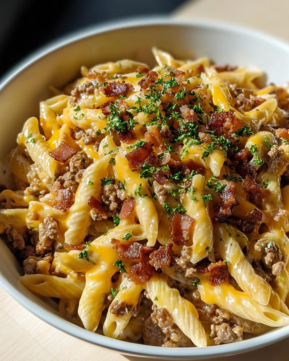 Loaded Beef Bacon Cheeseburger Pasta: A Cheesy Delight!