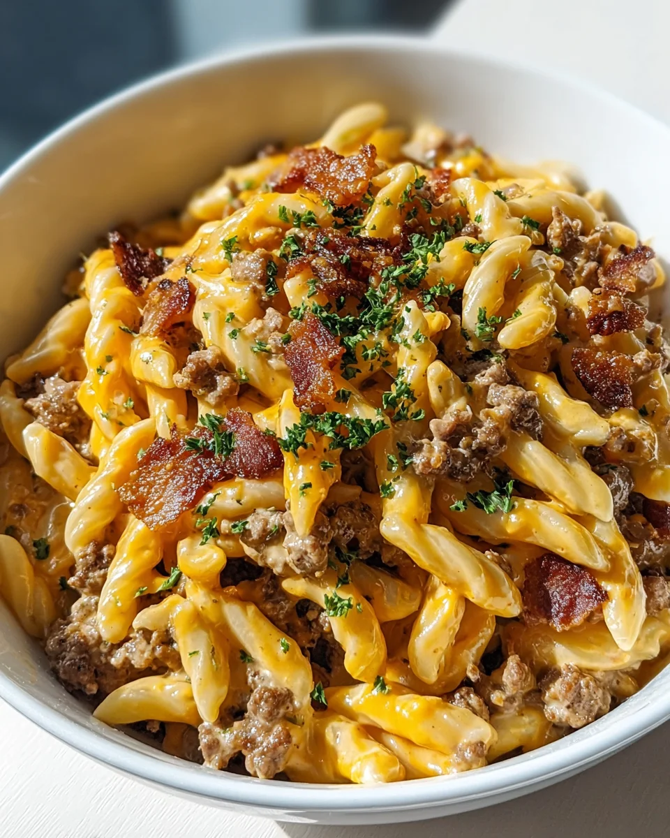 Loaded Beef Bacon Cheeseburger Pasta: A Cheesy Delight!