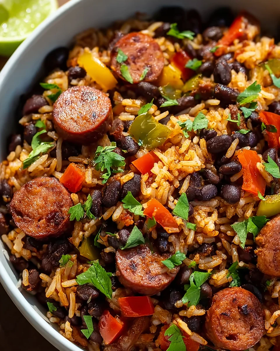 Black Beans & Rice with Beef Sausage: Easy Dinner Recipe