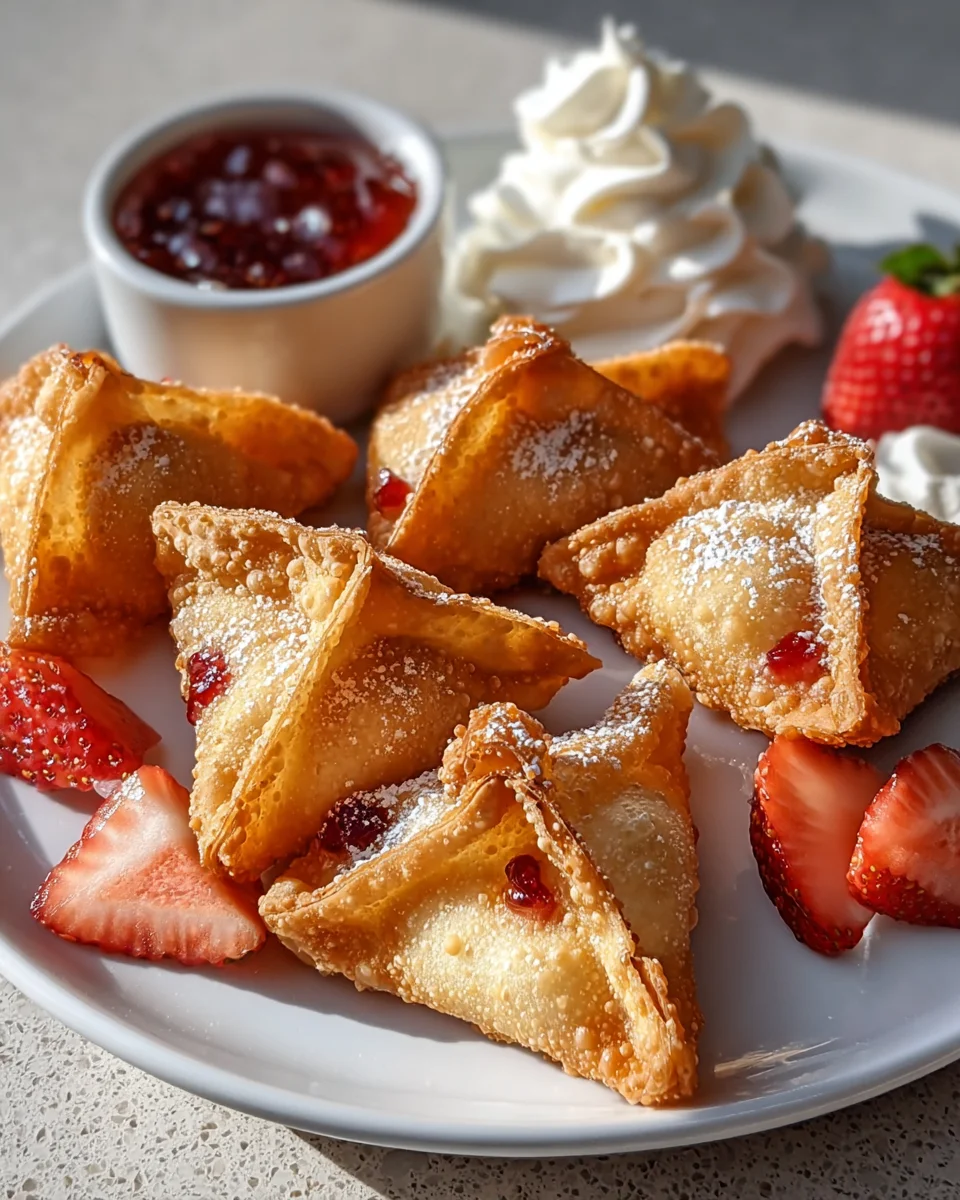 Crispy Deep Fried Strawberry Cheesecake Wonton Bites