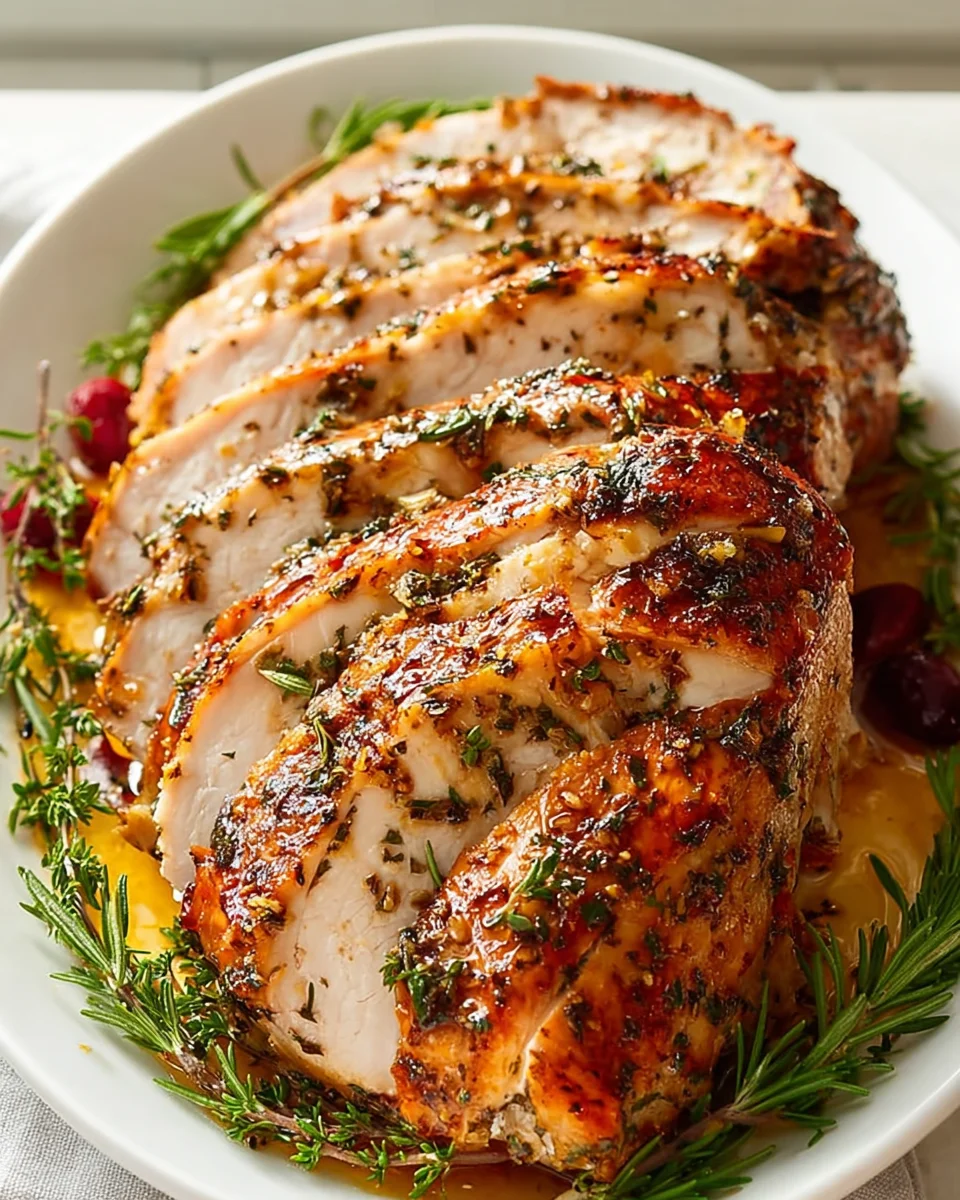 Savory Roasted Turkey Breast with Garlic Herb Butter Recipe