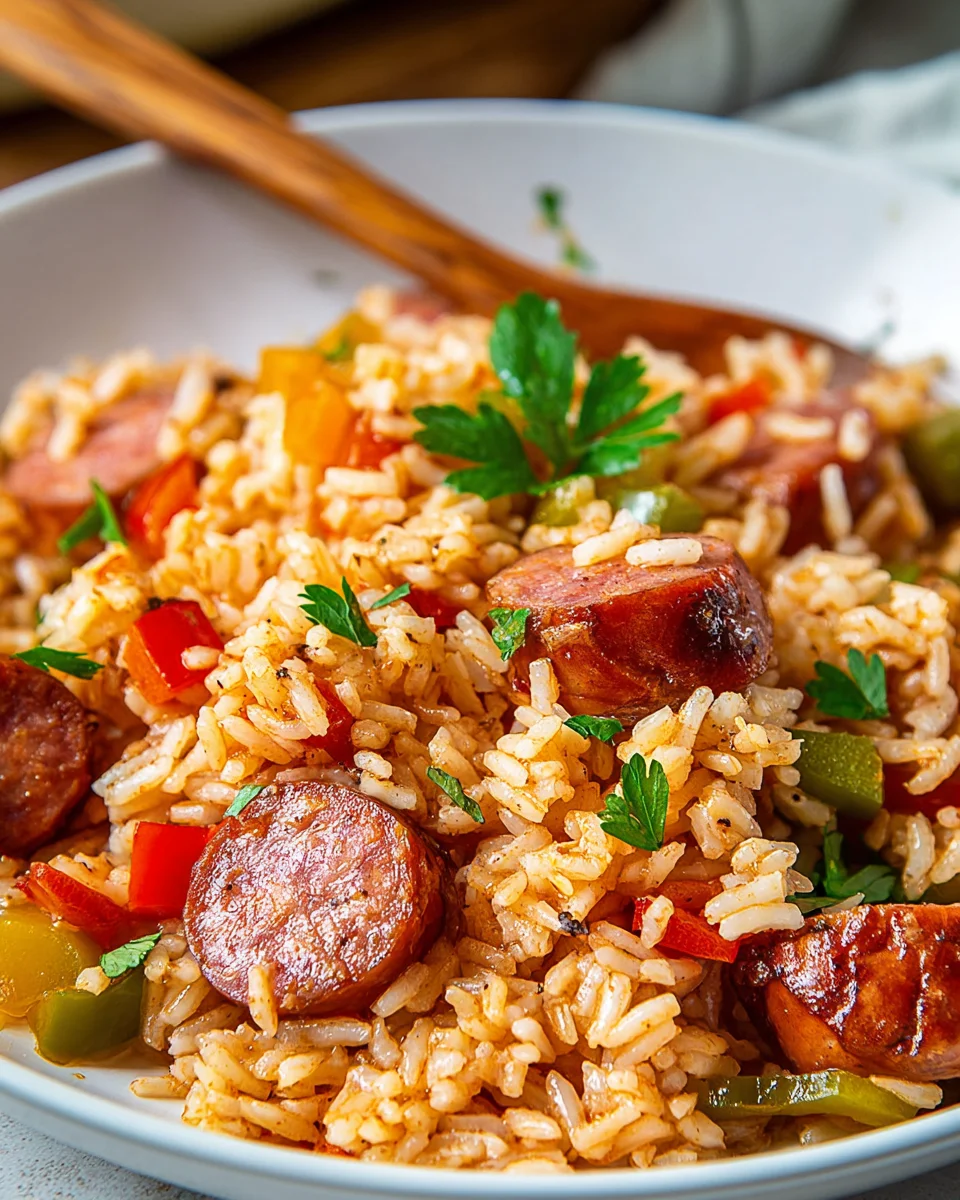 Easy One Pot Smoked Sausage & Rice Dinner Delight