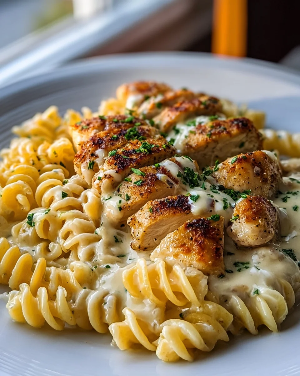 Creamy Garlic Parmesan Chicken & Cheesy Twisted Pasta