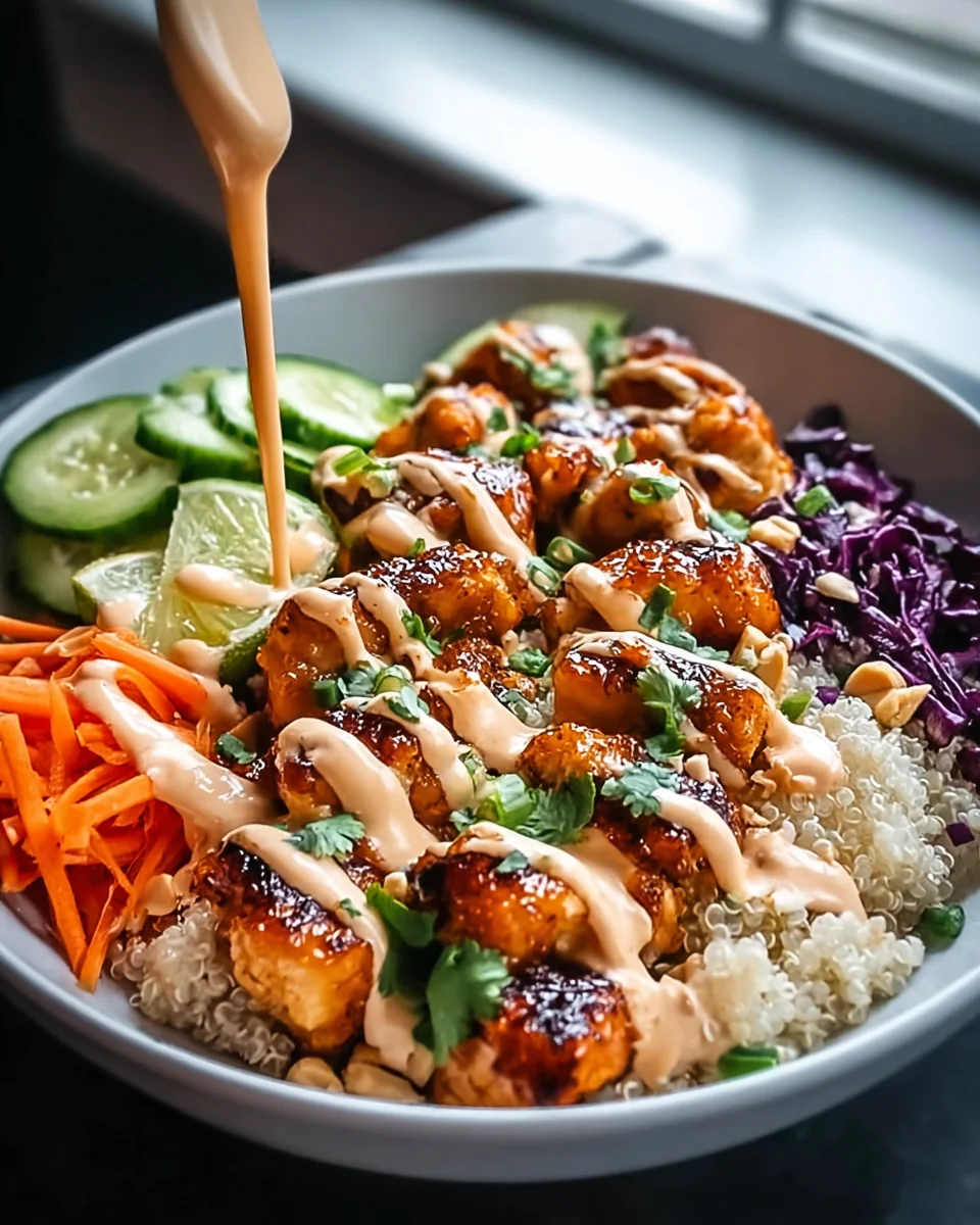 Sweet Chili Chicken Bowl with Coconut Lime Drizzle Recipe