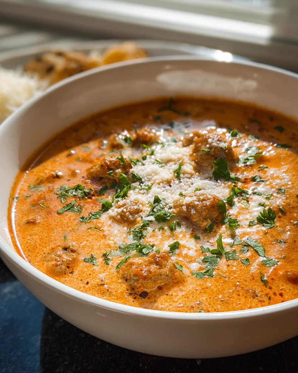 Creamy Sausage Tomato Soup with Cream Cheese Delight