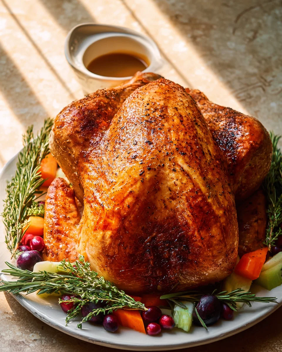 Moist and Juicy Roasted Turkey with Rich Gravy Recipe
