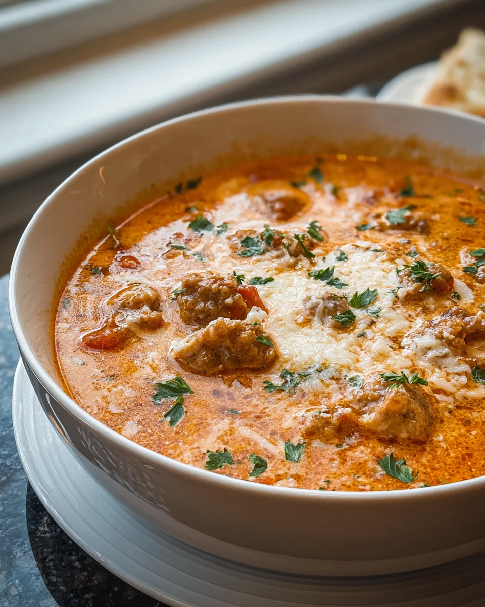 Creamy Sausage Tomato Soup with Cream Cheese Delight