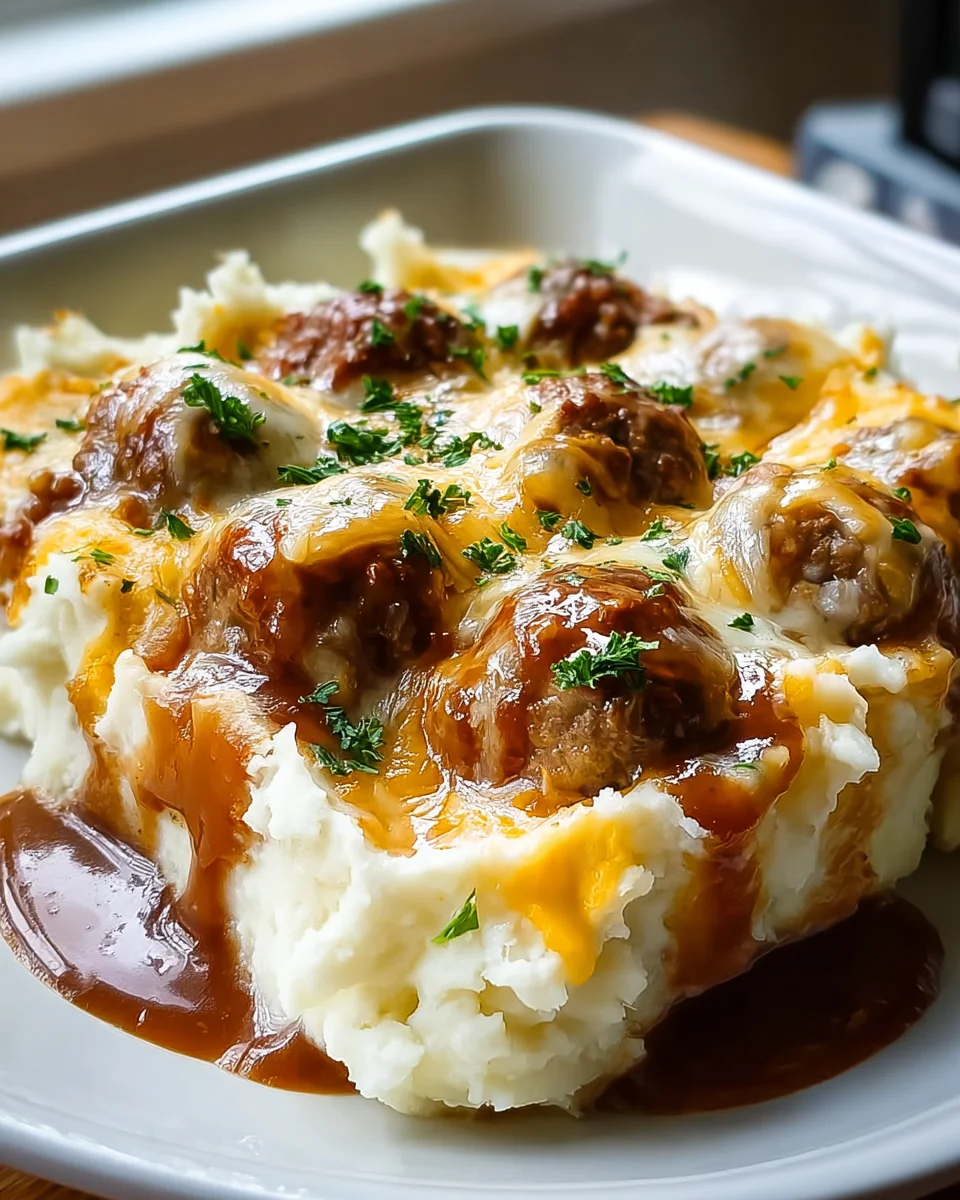 Hearty Beef Meatball & Mashed Potato Bake Recipe