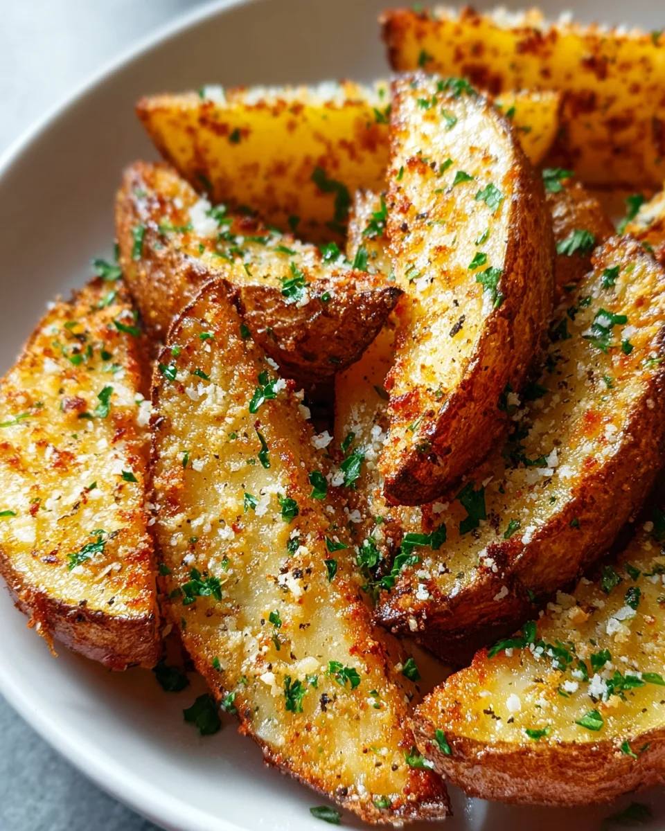 Crispy Baked Garlic Parmesan Potato Wedges Recipe Delight