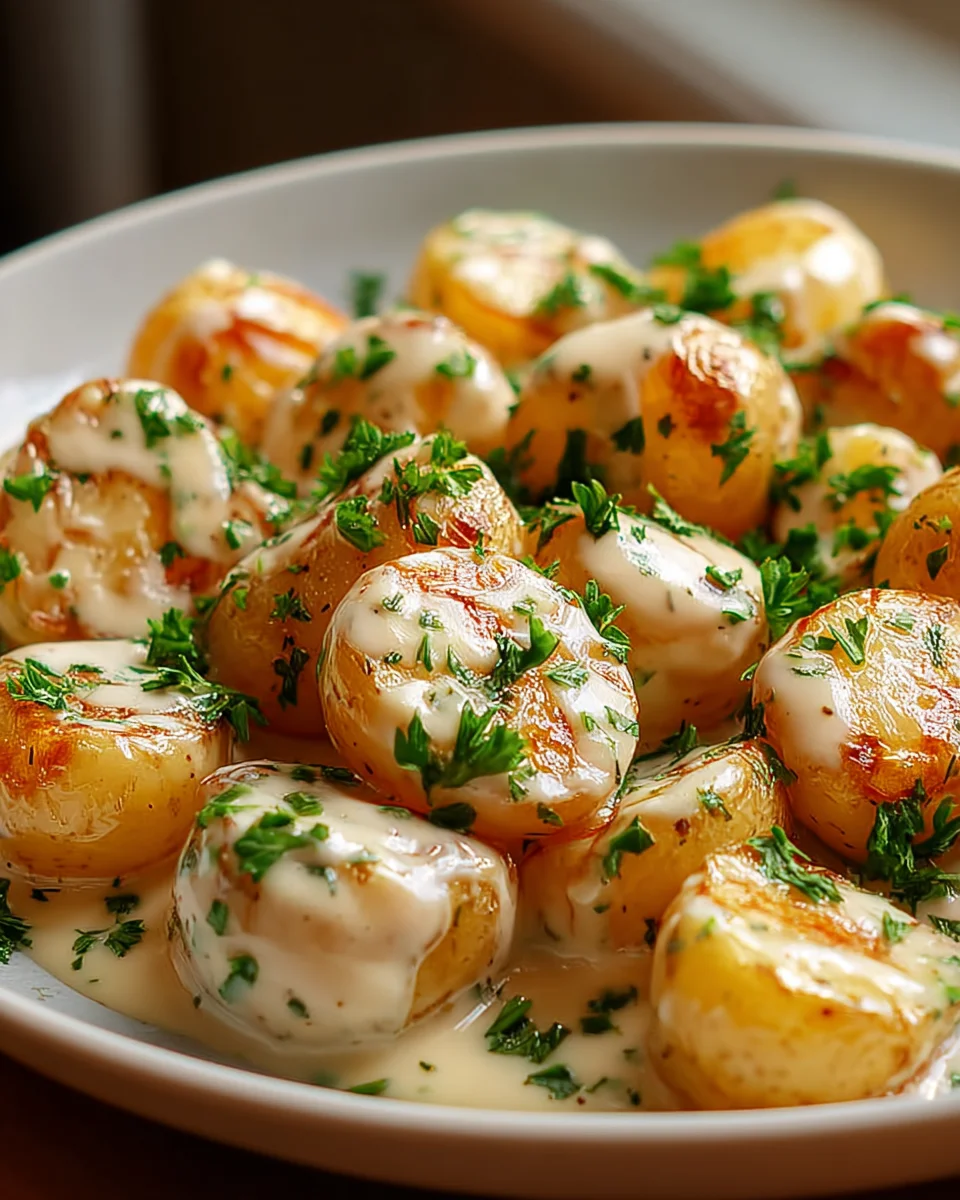 Creamy Garlic Sauce Baby Potatoes - Easy and Delicious Recipe