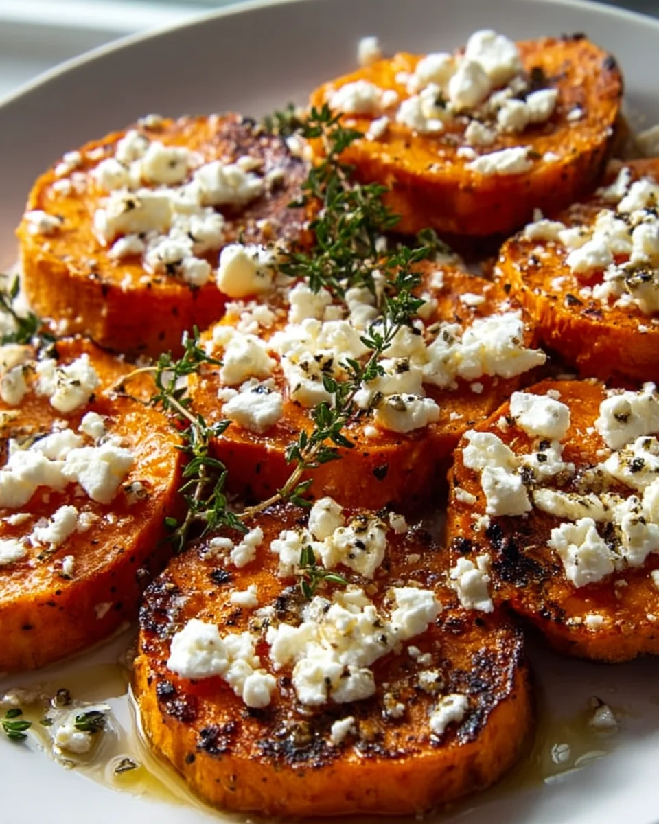Delicious Roasted Sweet Potato Rounds with Honey Feta