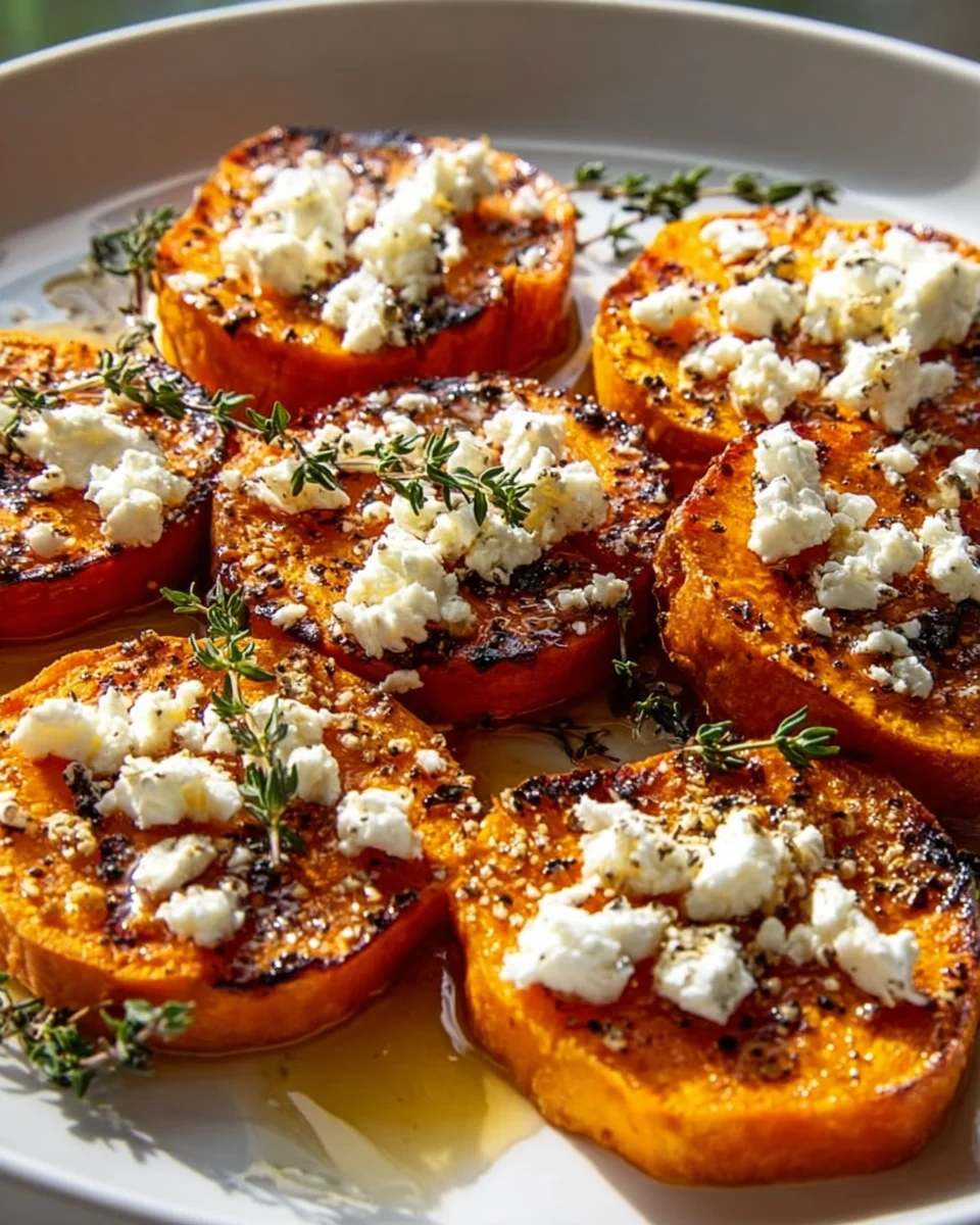 Delicious Roasted Sweet Potato Rounds with Honey Feta