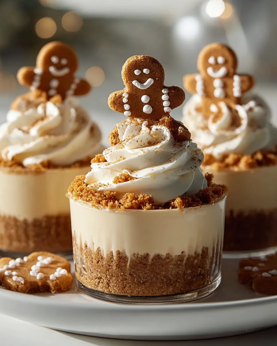 No Bake Gingerbread Cheesecake Cups - Festive Delight!