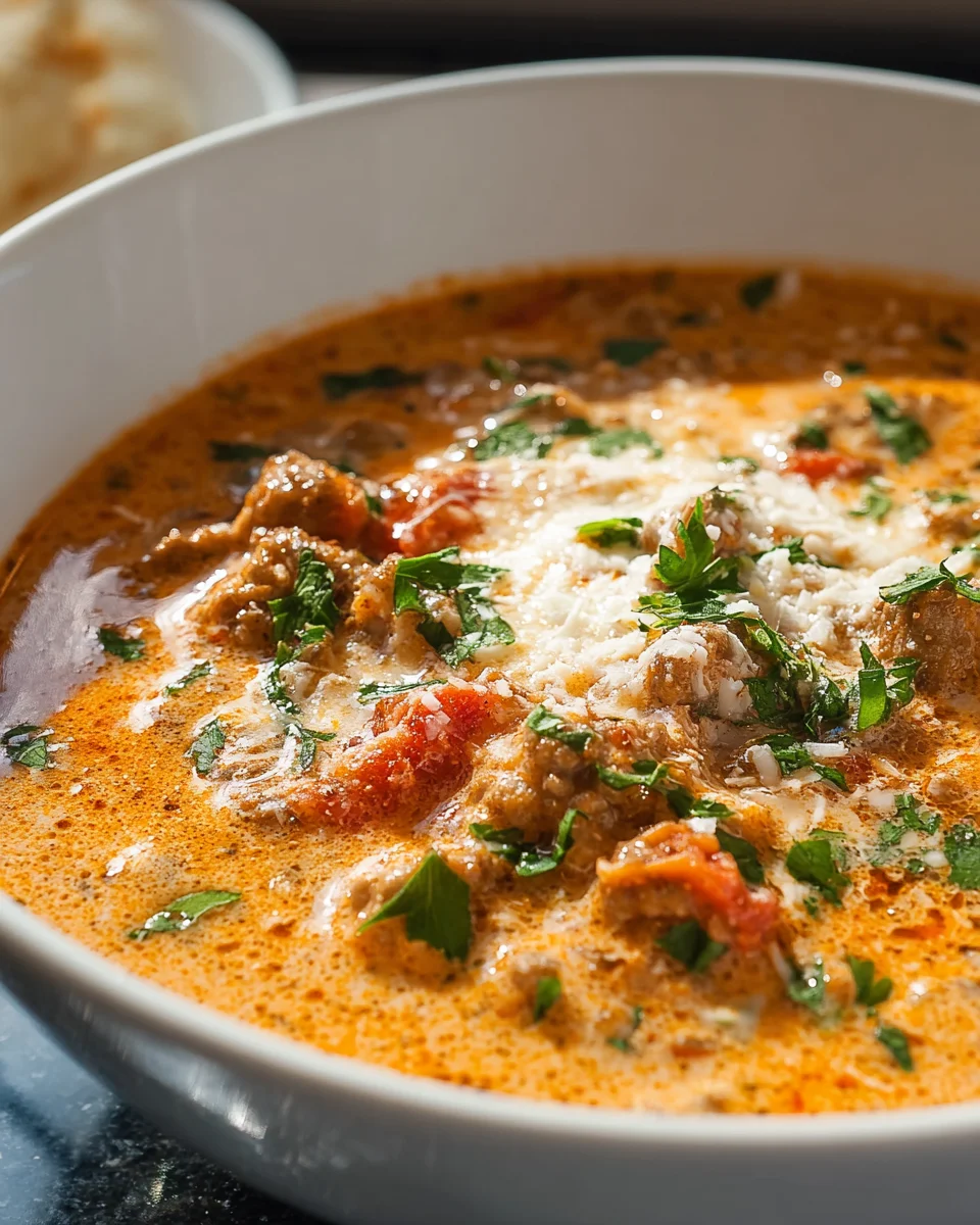 Delicious Beef Sausage Tomato Cream Cheese Soup Recipe