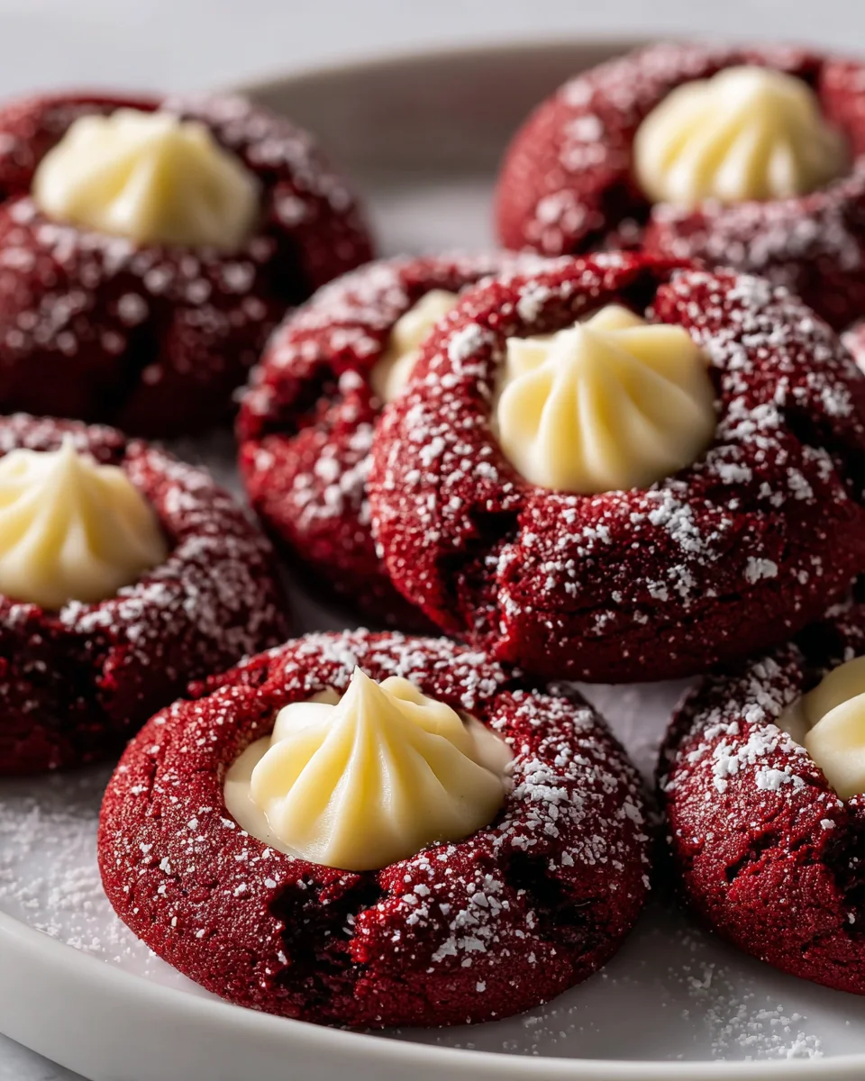 Mouthwatering Red Velvet Cream Cheese Thumbprint Cookies