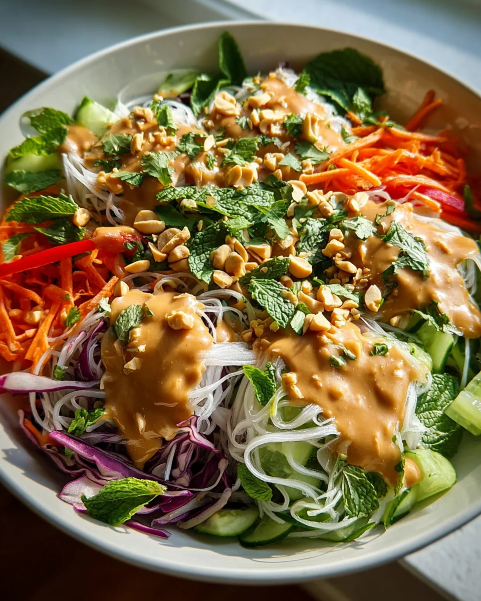 Delicious Spring Roll Salad with Creamy Peanut Dressing Recipe