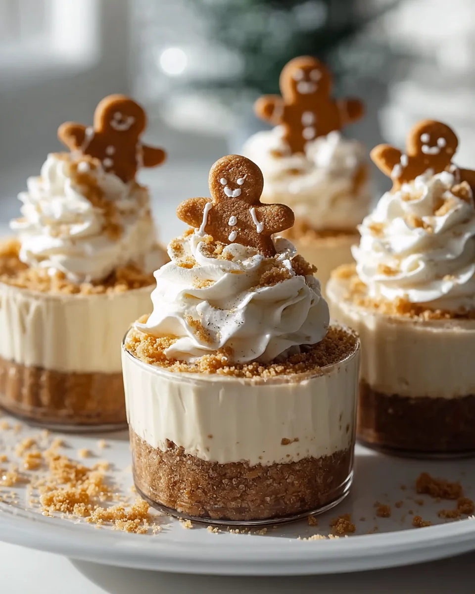 No Bake Gingerbread Cheesecake Cups - Festive Delight!